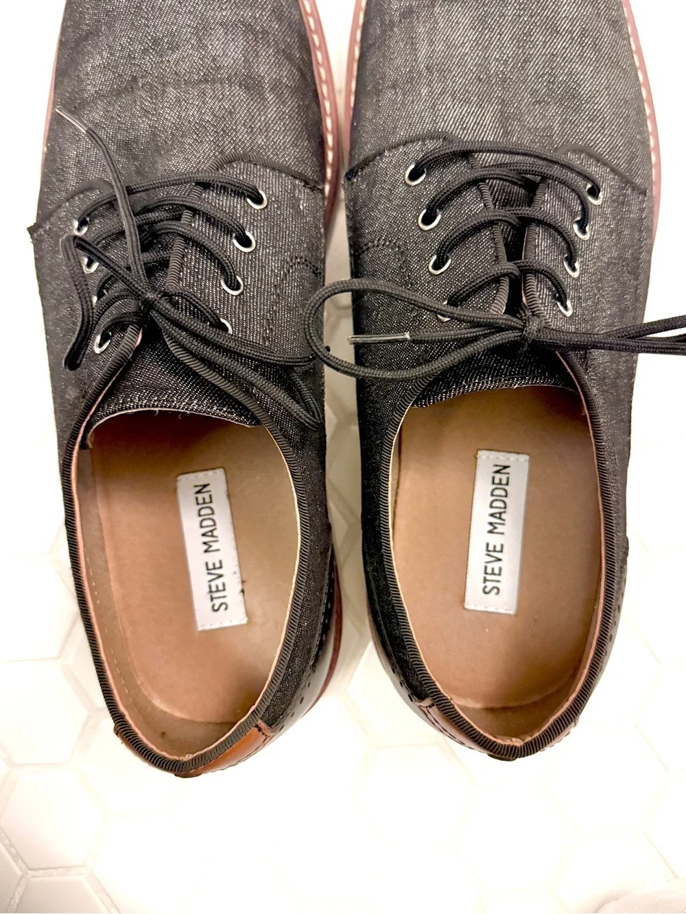 Steve Madden Men’s Denim Oxford Dress Shoes Size 11M Lace Up